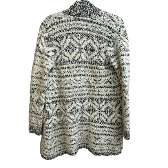 BB Dakota Eyelash Open Cardigan Ivory White Black Patterned Small Soft Cozy - Picture 3 of 9